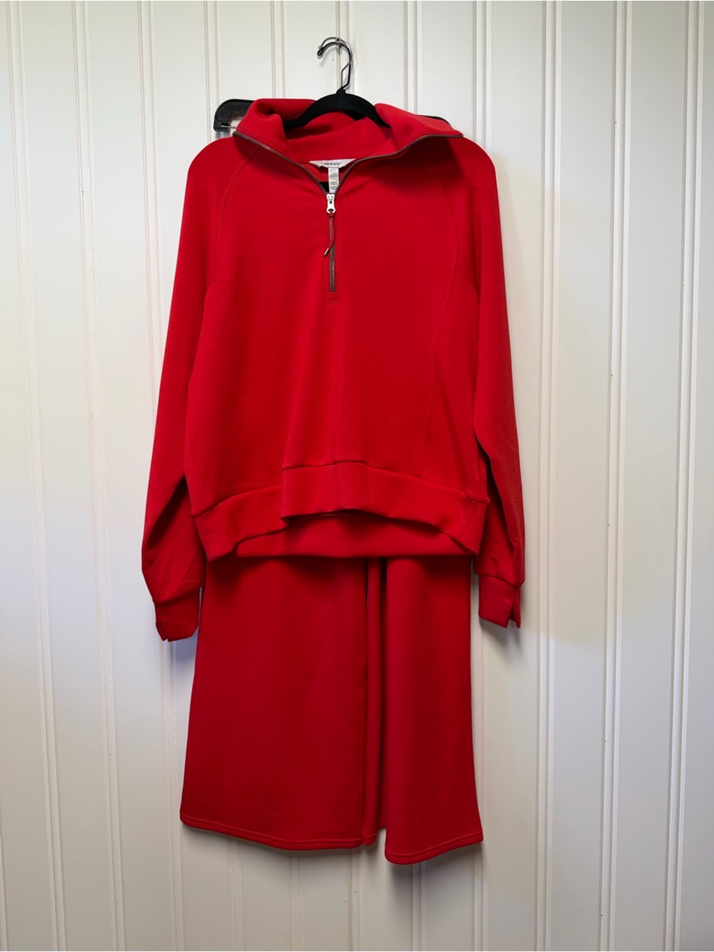 SPANX Red Half-Zip NWT and Wide leg pants size Large NWT set.